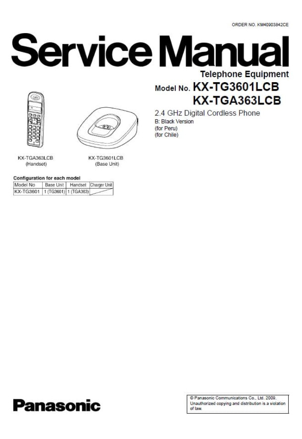 KX-TG3601LCB, KX-TGA363LCB
